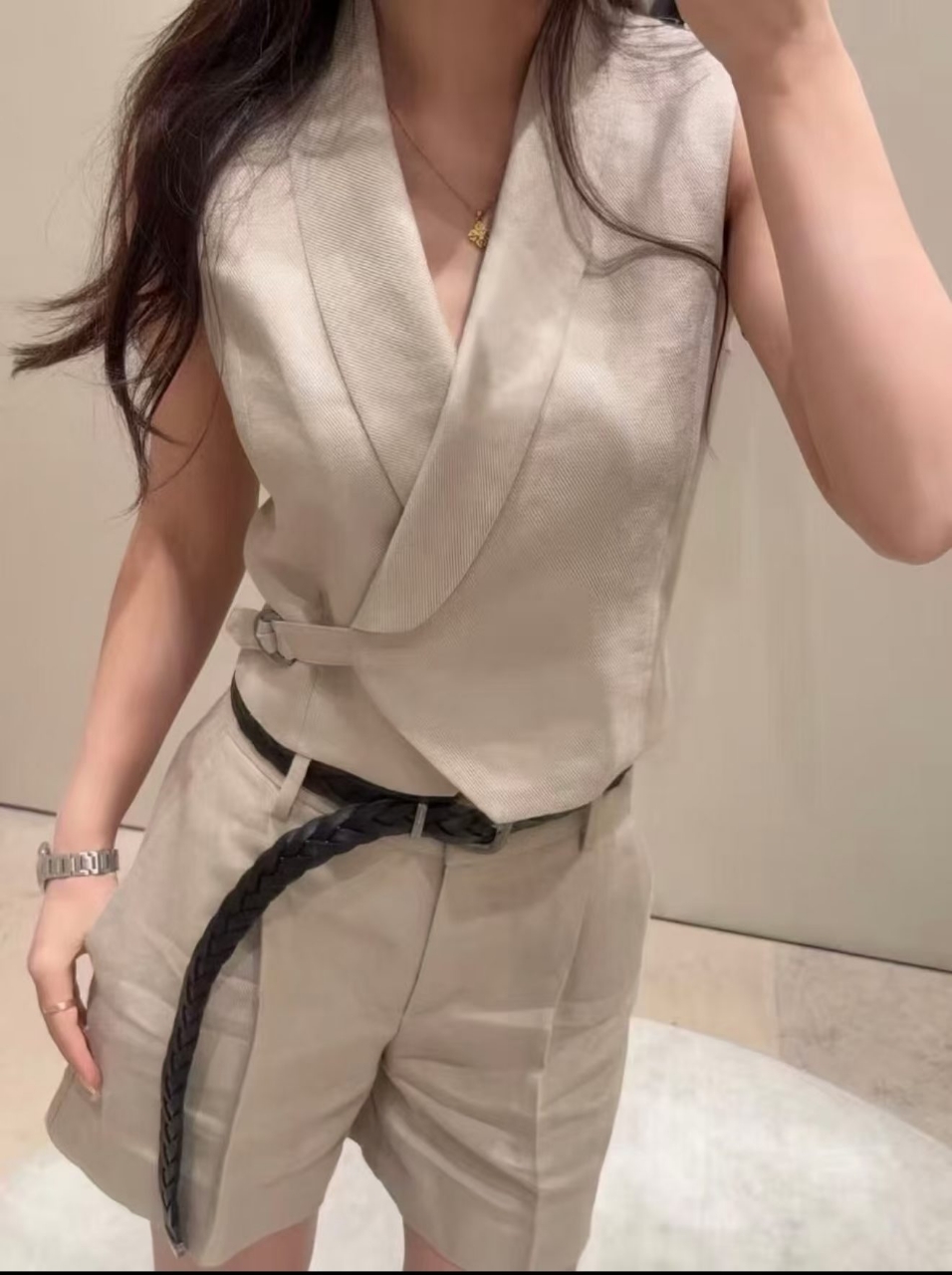 브루넬로쿠치넬리 린넨 베스트 쇼츠 셋업