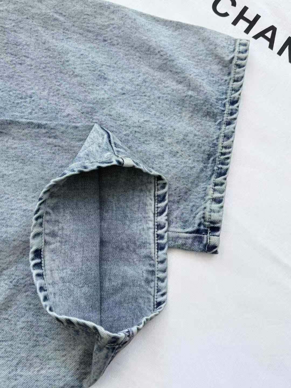 샤넬 체인 자수 와이드 데님 진