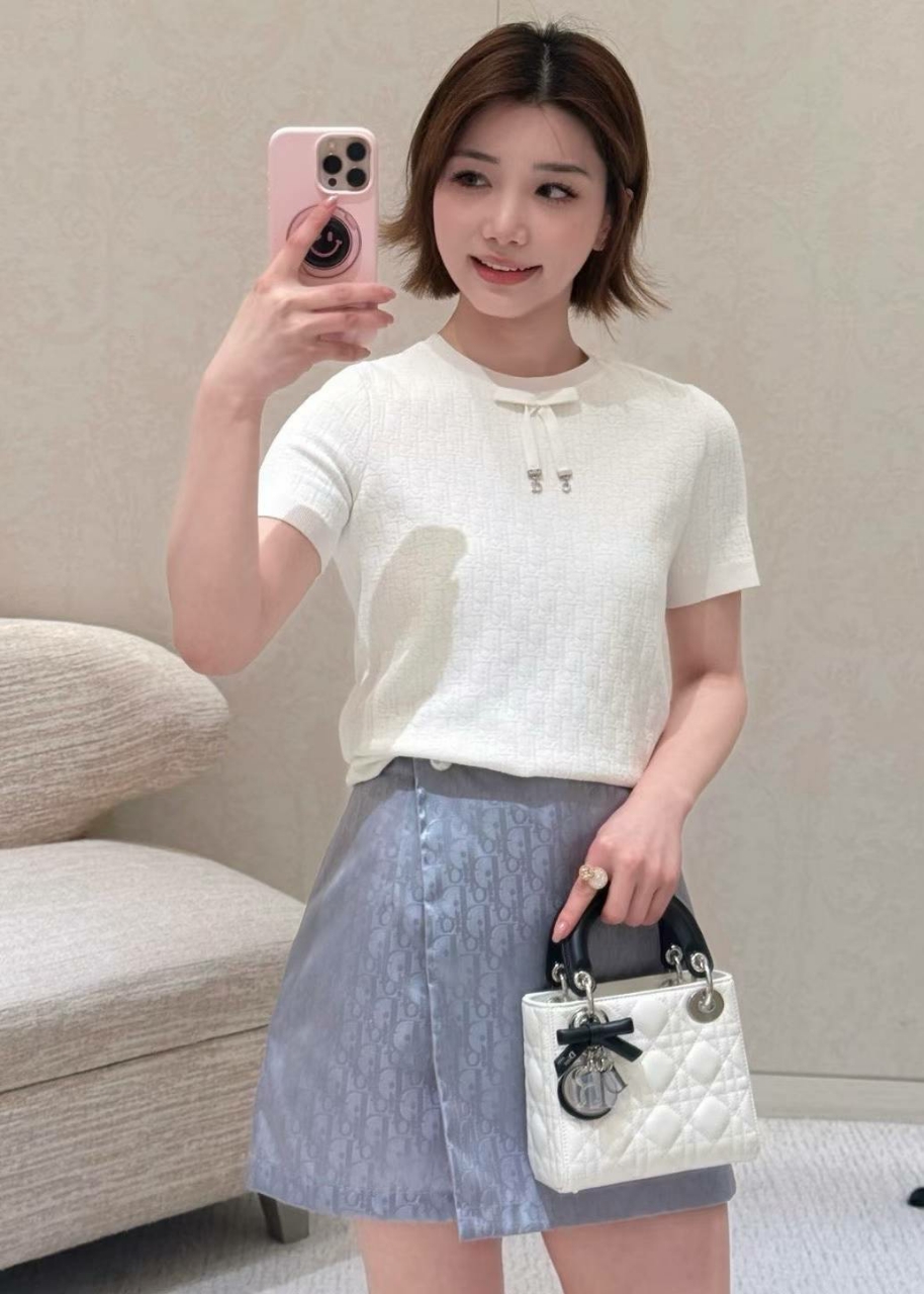 디올 오블리크 테크니컬 자카드 반팔 니트