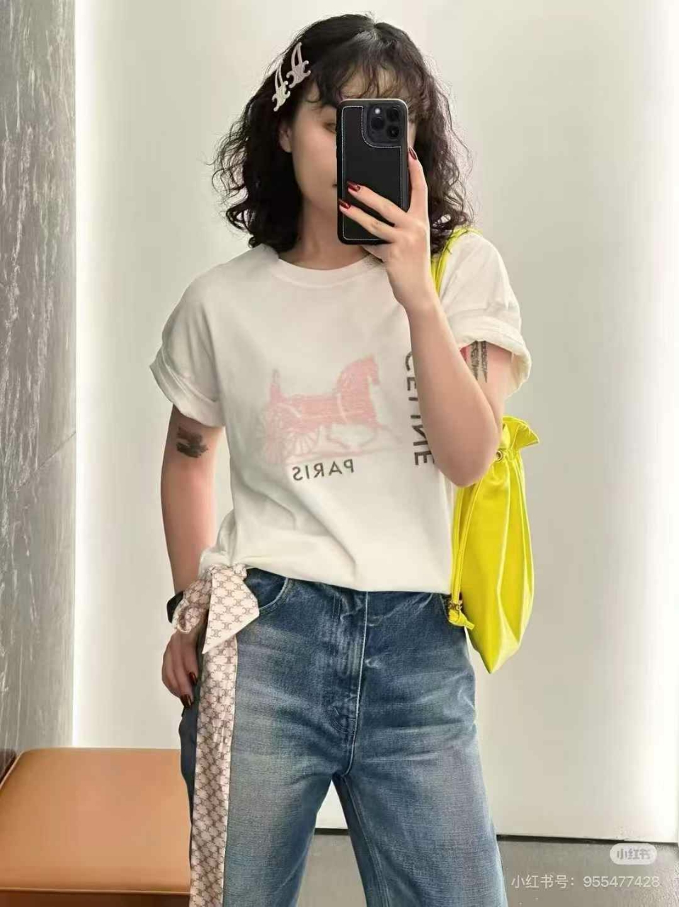 셀린느 코튼 더블레이어드 티셔츠