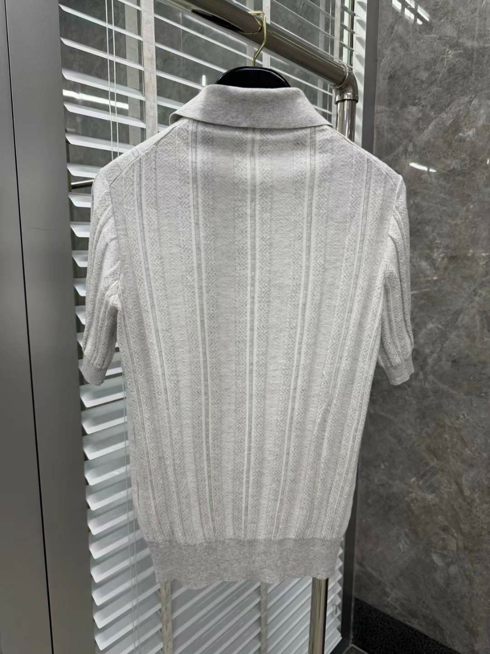 브루넬로쿠치넬리 코튼 자카드 스트라이프 니트 폴로 셔츠
