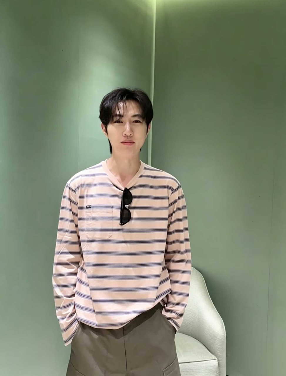 프라다 스트라이프 코튼 포켓 티셔츠