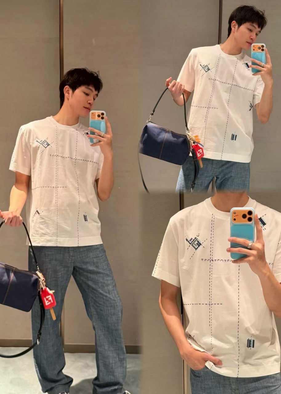 펜디 코튼 스티치 자수 티셔츠