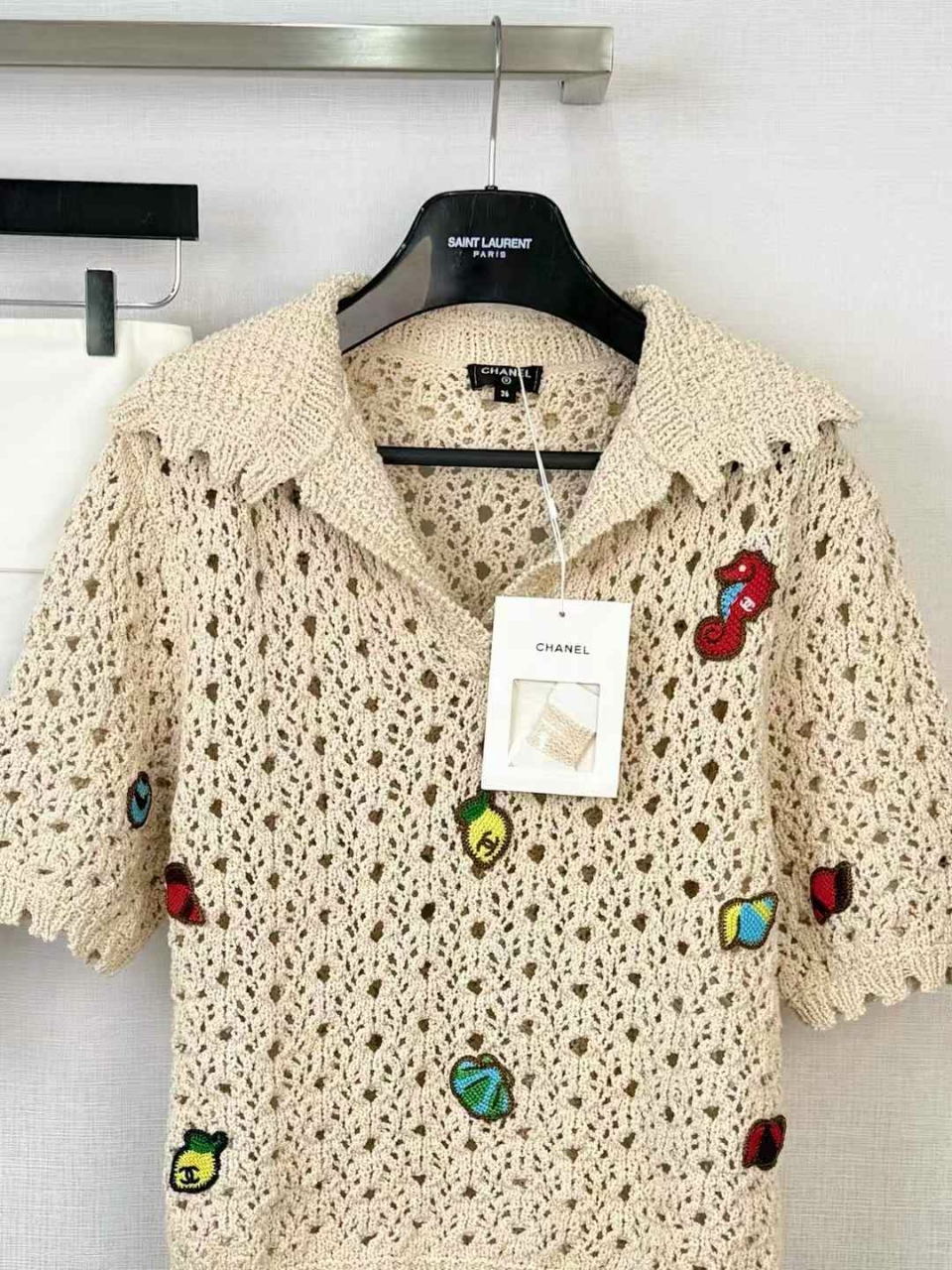 샤넬 크로셰 반팔 니트