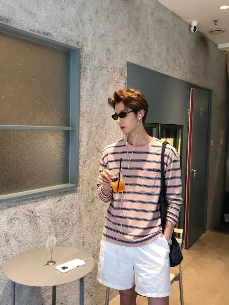 프라다 스트라이프 코튼 포켓 티셔츠