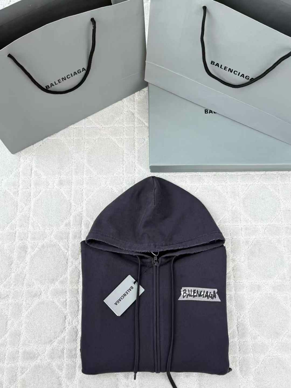 발렌시아가 마스킹 테이프 후드 집업