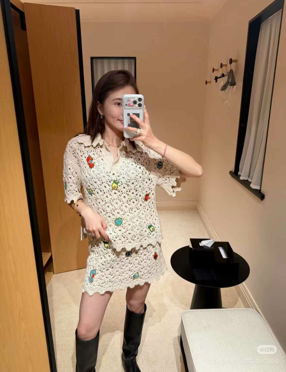 샤넬 크로셰 반팔 니트