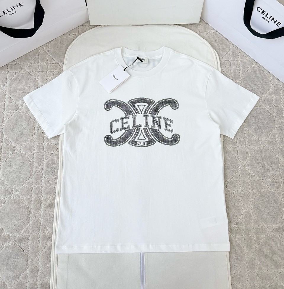 셀린느 트리옹프 오버사이즈 코튼 티셔츠