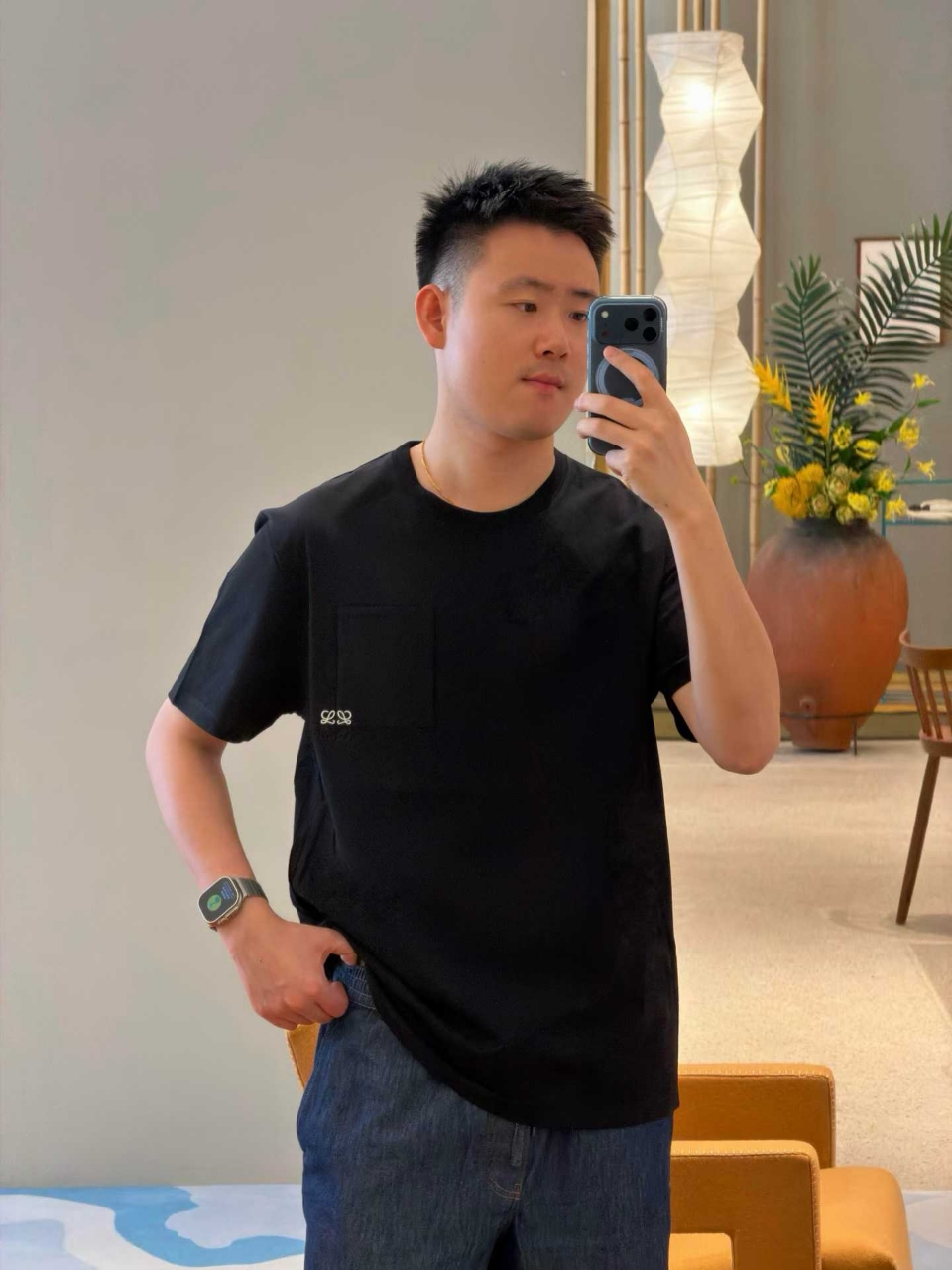 로에베 아나그램 포켓 티셔츠