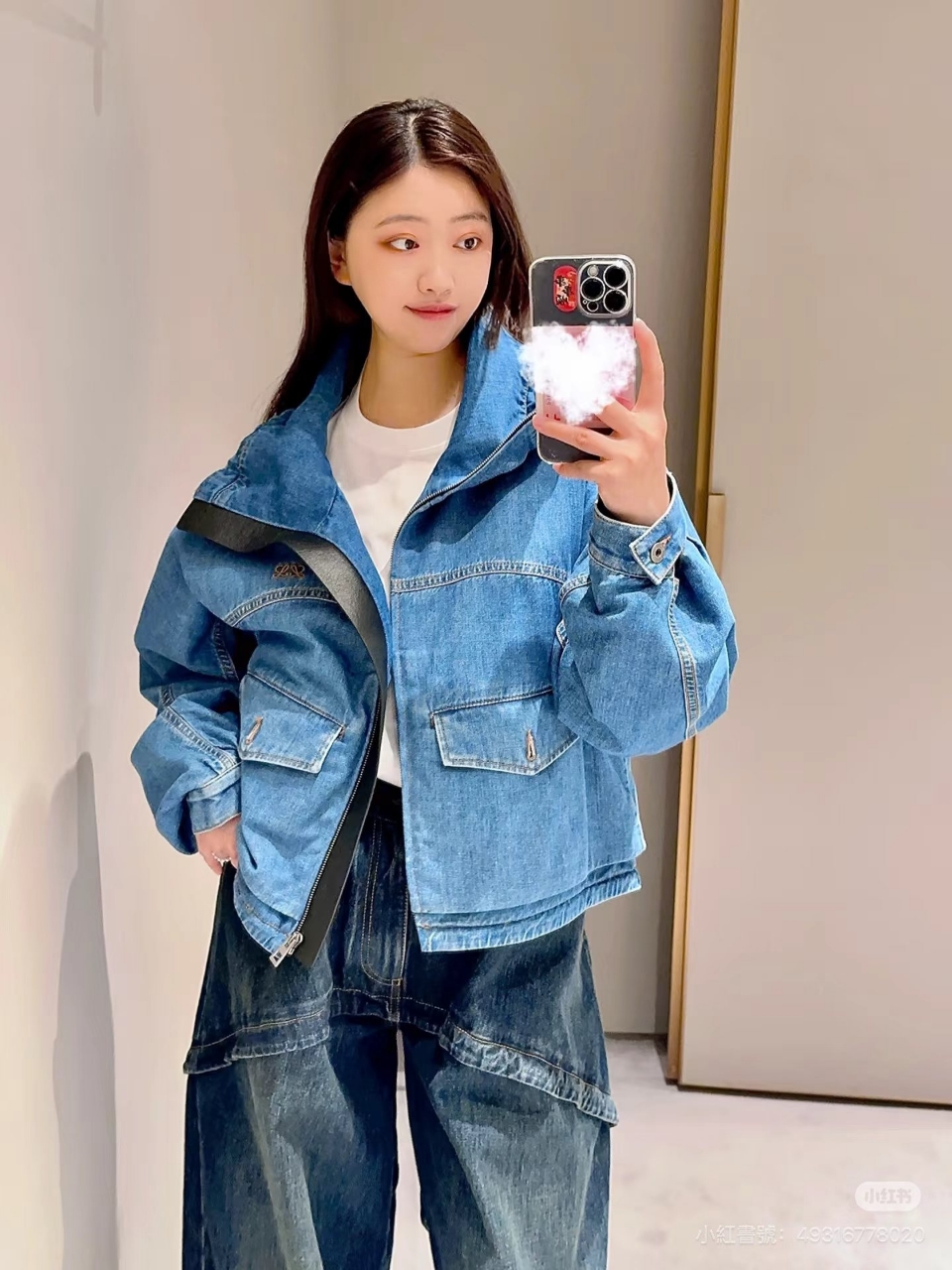 로에베 아나그램 자수 데님 자켓