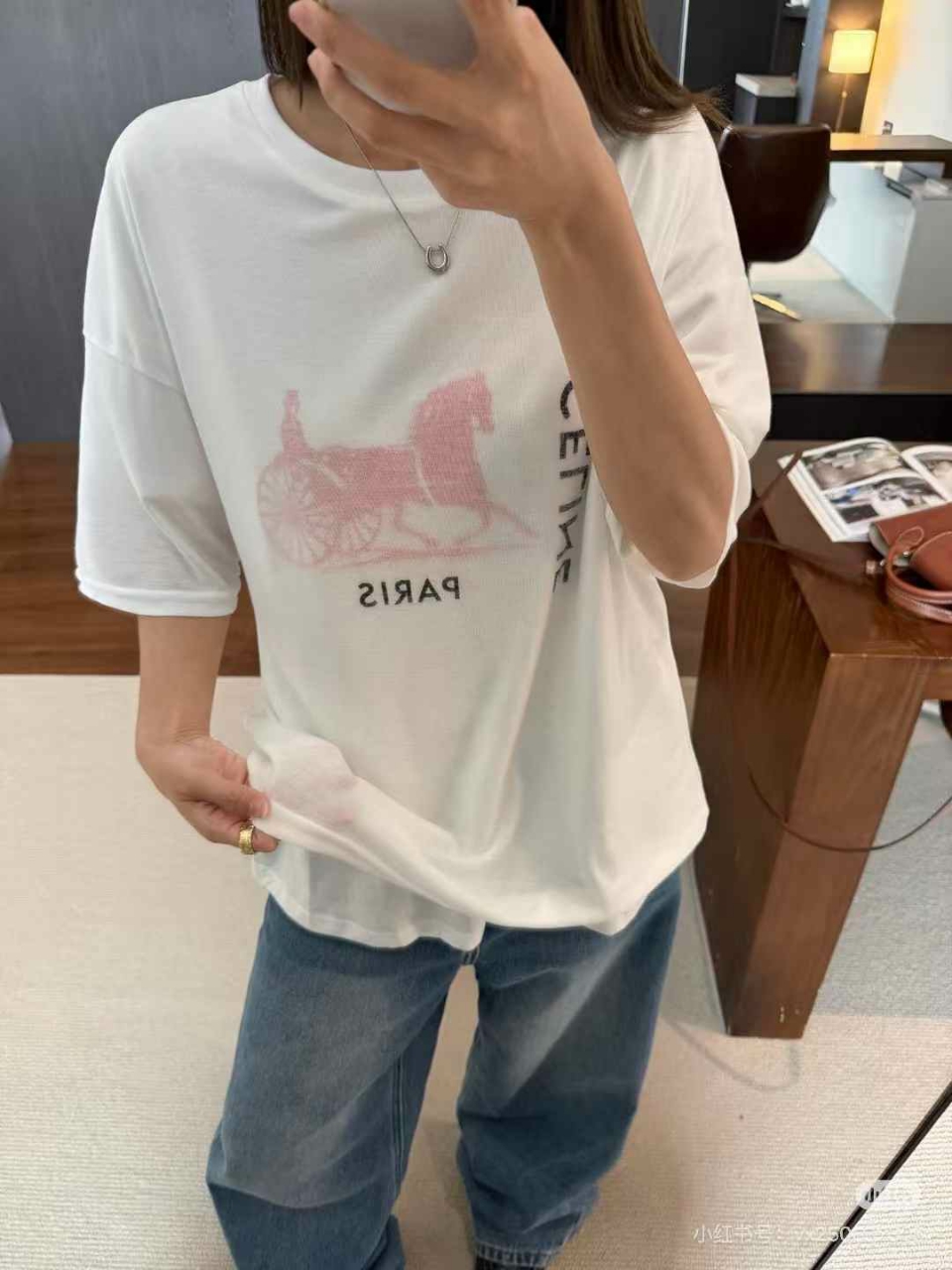 셀린느 코튼 더블레이어드 티셔츠