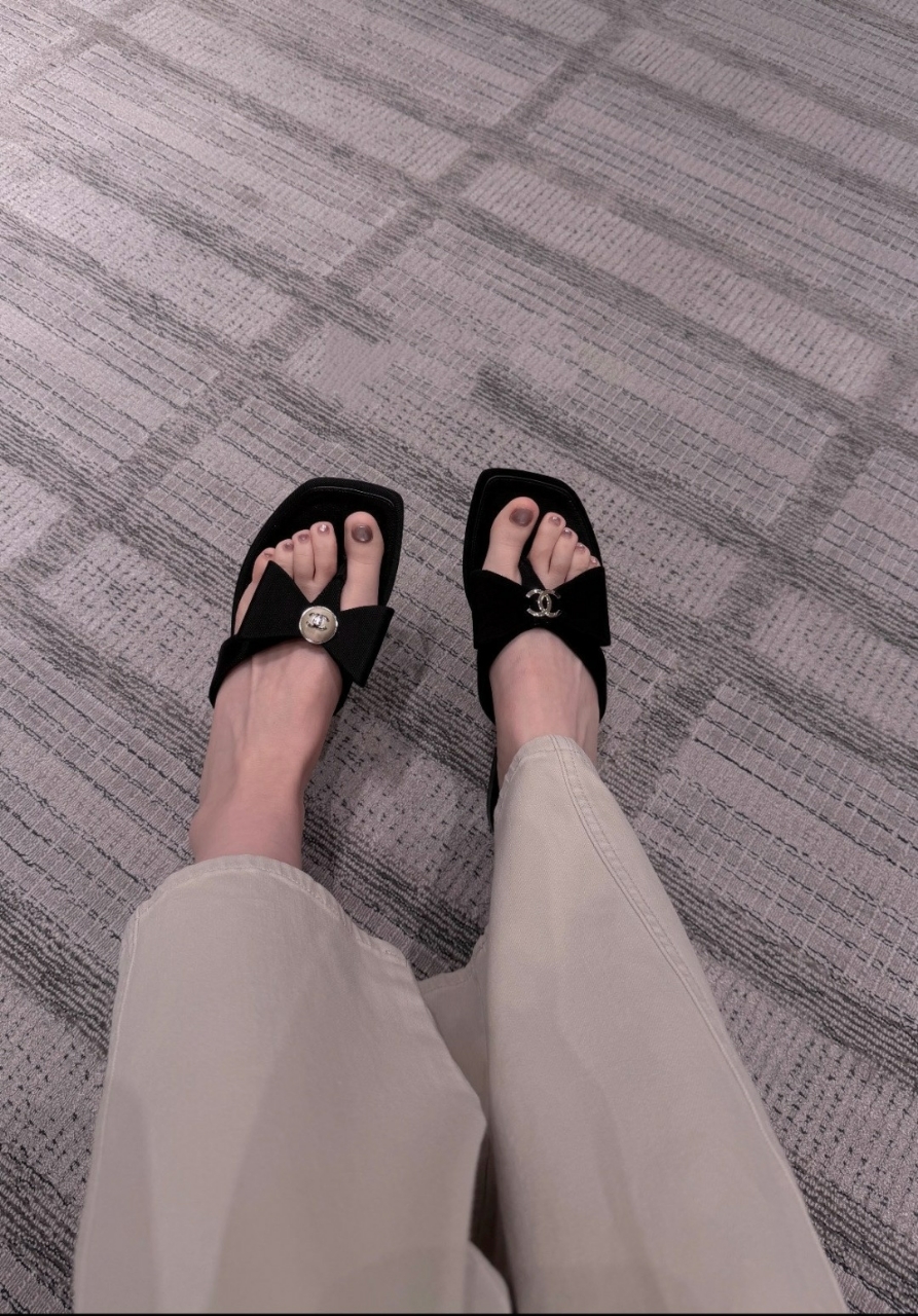 샤넬 CC로고 리본 샌들