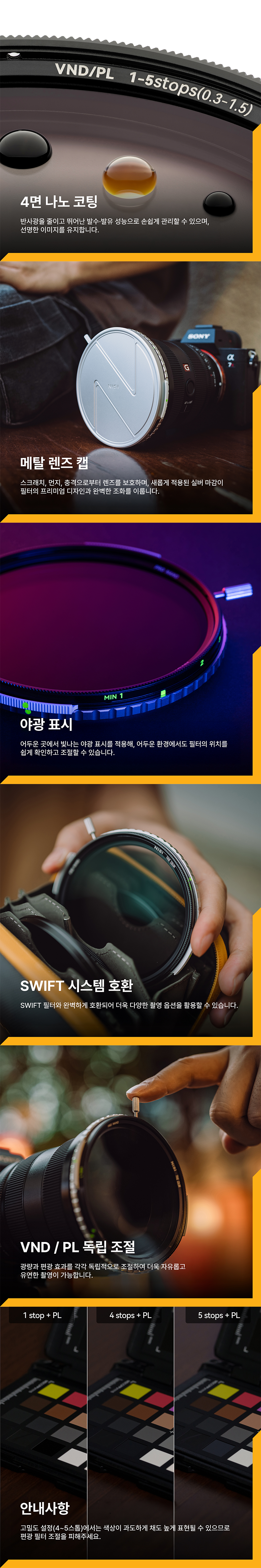 True Color VND/PL Pro Nano 1-5 Stops 가변 ND + PL 필터