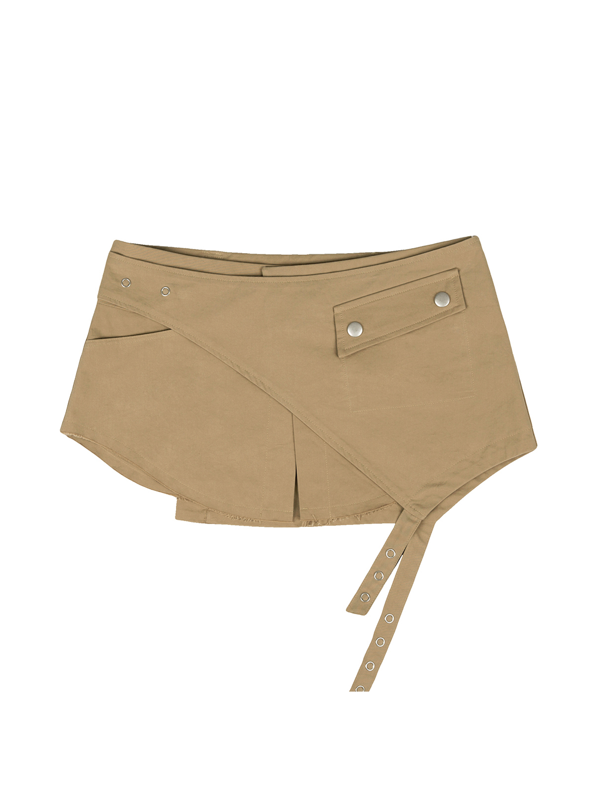 THIGH-STRAP LAYERED SKIRT[CAMEL]