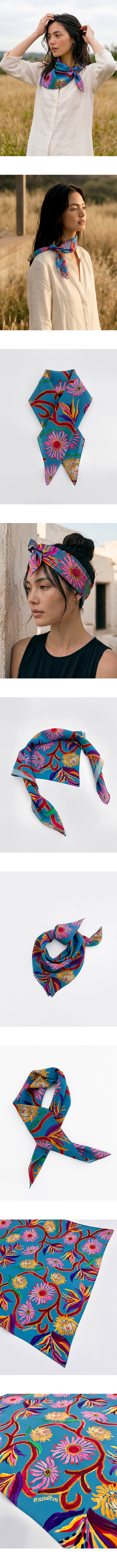 Mystic Flora Silk Square Scarf 미스틱 플로라 실크 스퀘어 스카프