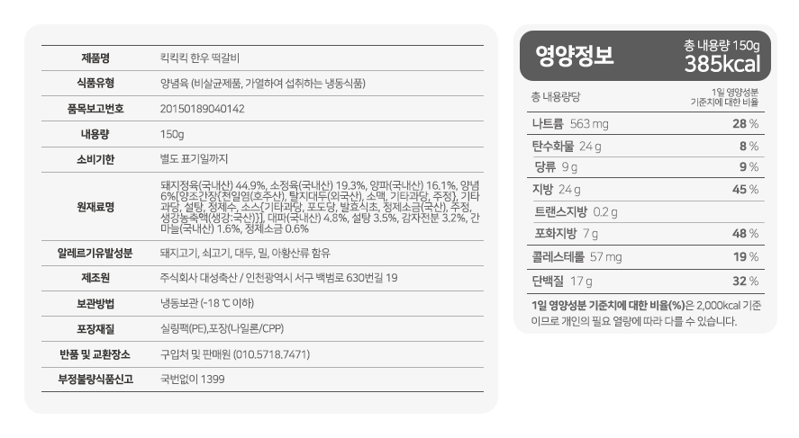 필수 표기정보 및 상품정보고시 상세내역