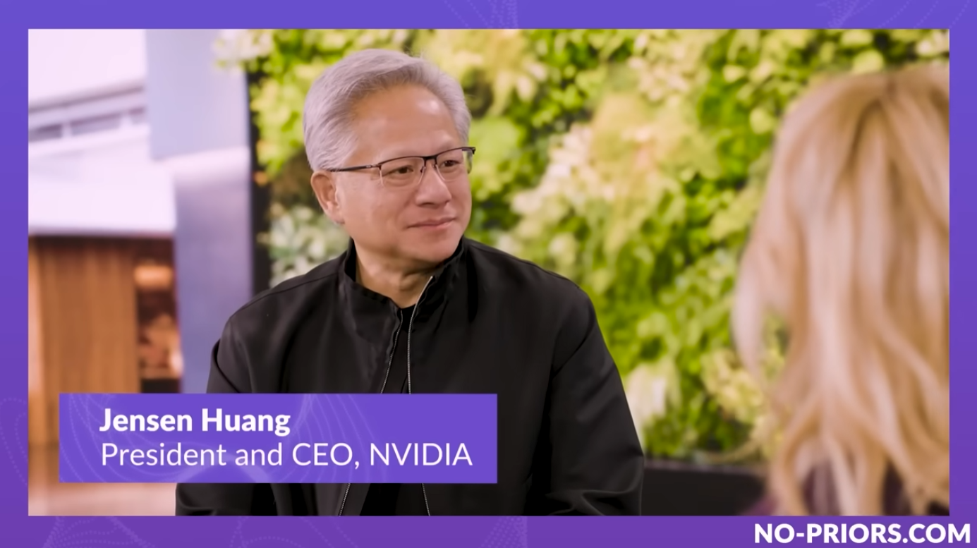‘No Priors’ 팟캐스트에 출연하여 버티컬 AI에 대해 인터뷰 중인 엔비디아(NVIDIA) CEO 젠슨 황