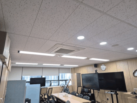 강남 교육기관 시스템에어컨청소 - 작업 전 사무공간 천장형 에어컨