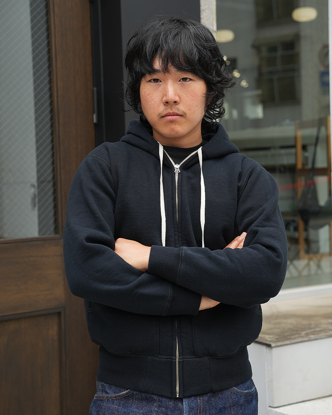 [ FX-01 ] Loopwheel Knit Zip Hoodie [Black]