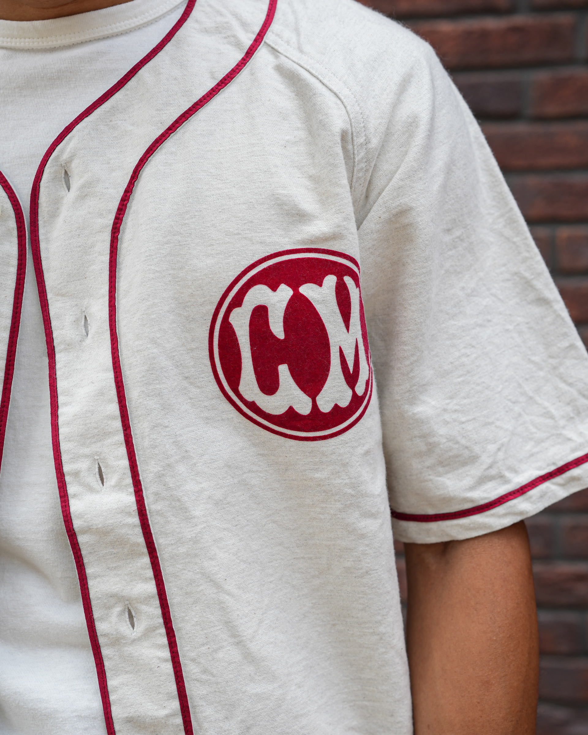 [ Lot.25622 ] Cotton Flannel Baseball Shirts [Off White]