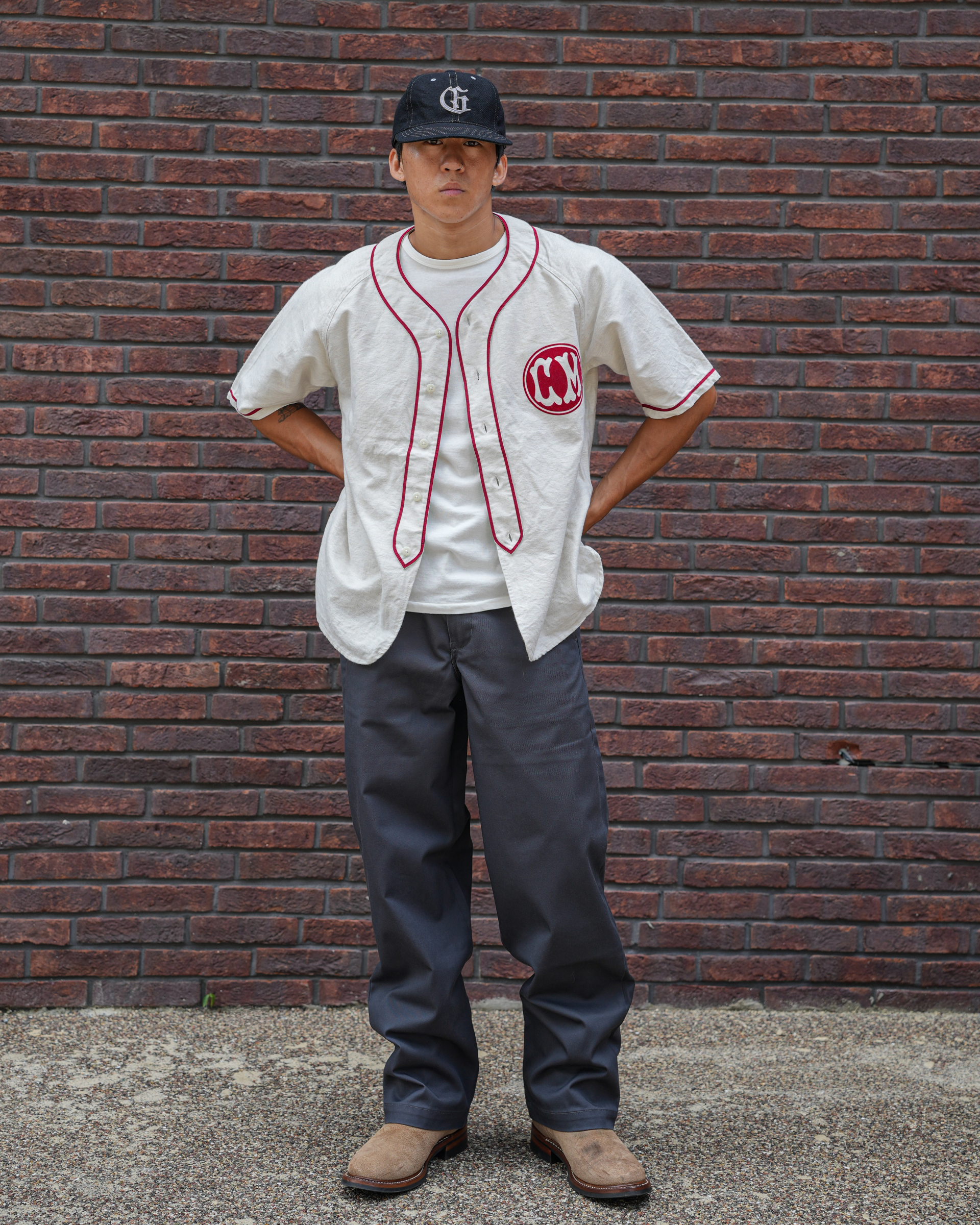[ Lot.25622 ] Cotton Flannel Baseball Shirts [Off White]