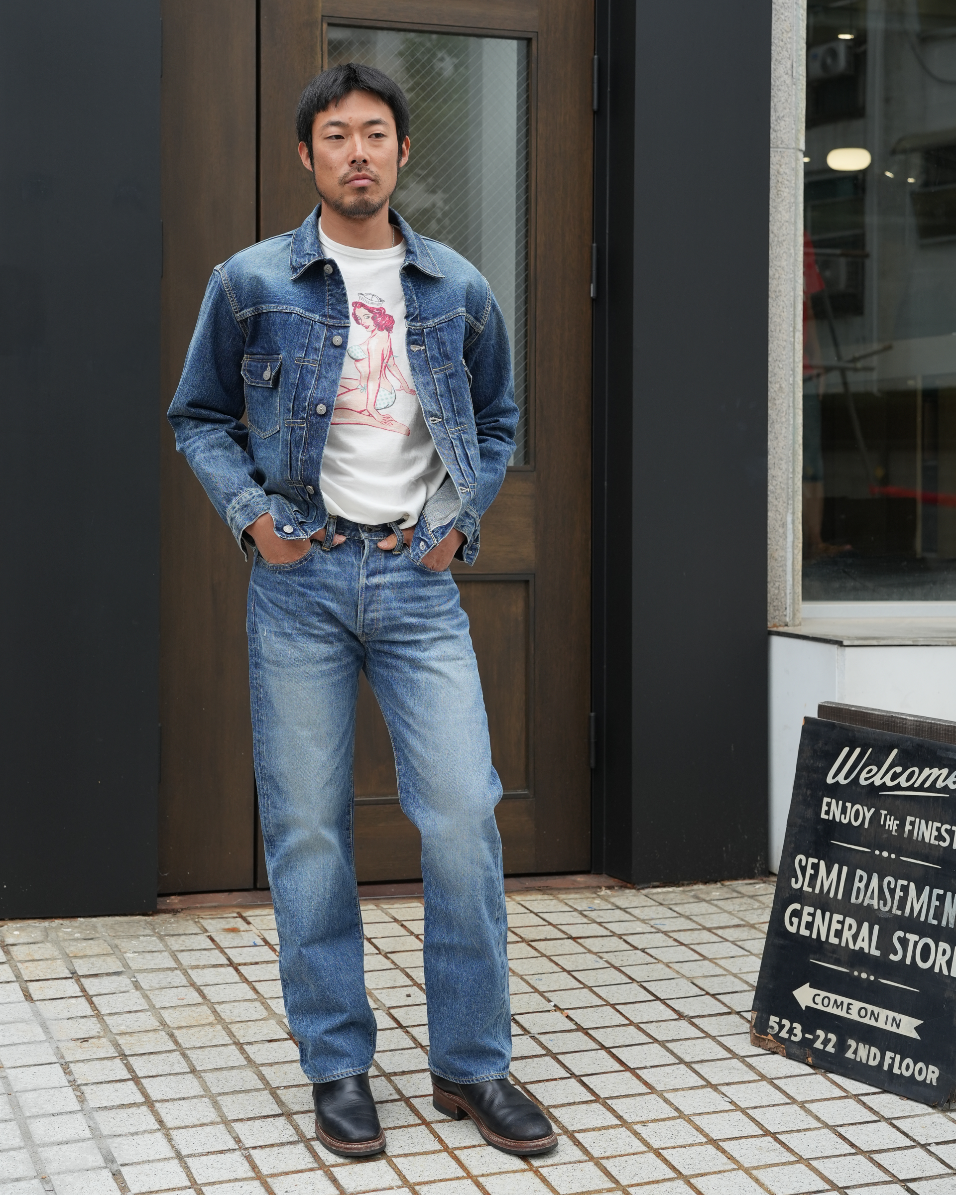 [ SC11953SW ] 14.25oz. Denim Jacket 1953 Aged Model [Dark Indigo]