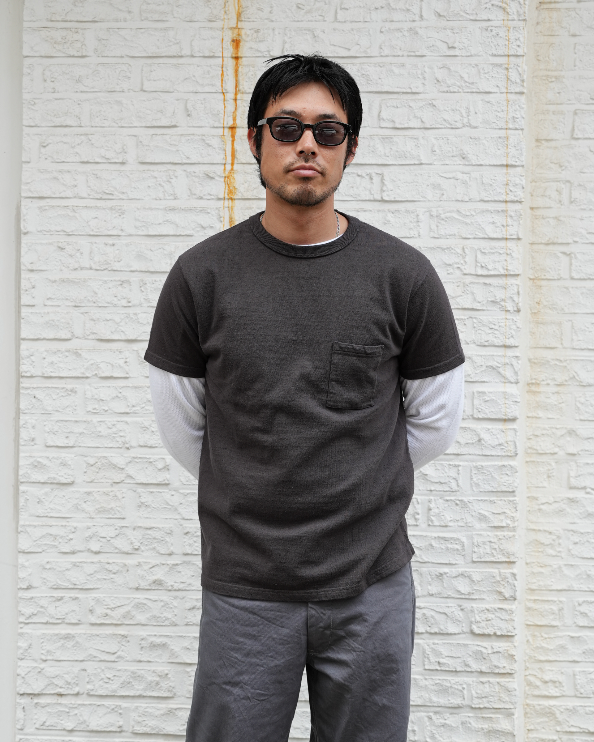 [ SJST-SC03 ] 16oz Japanese Cotton Pocket Tee [Kuro Mame]