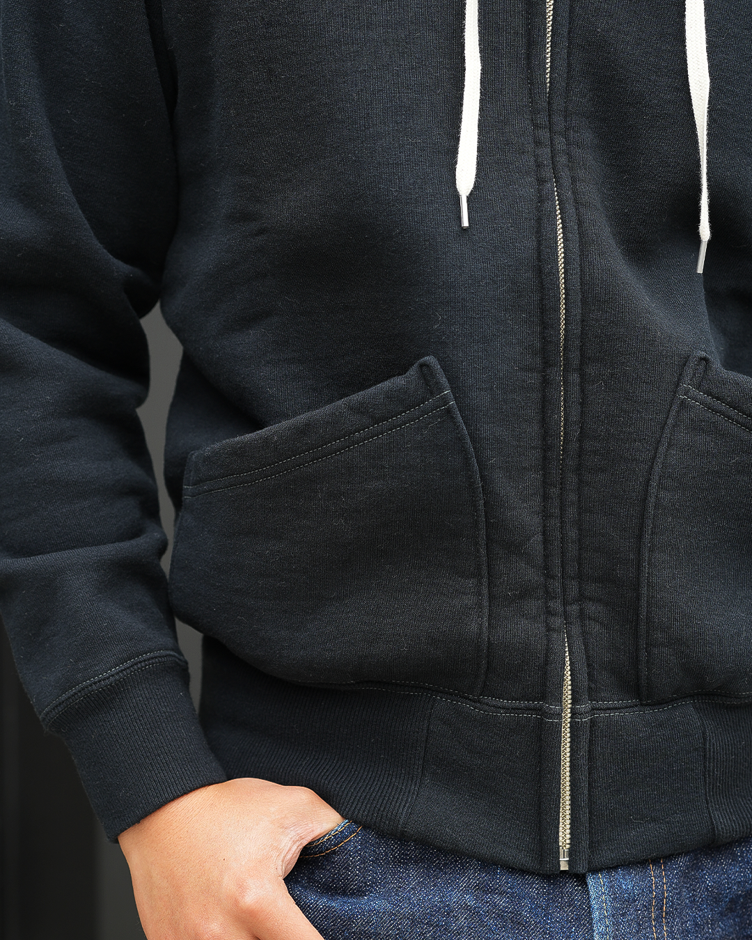 [ FX-01 ] Loopwheel Knit Zip Hoodie [Black]