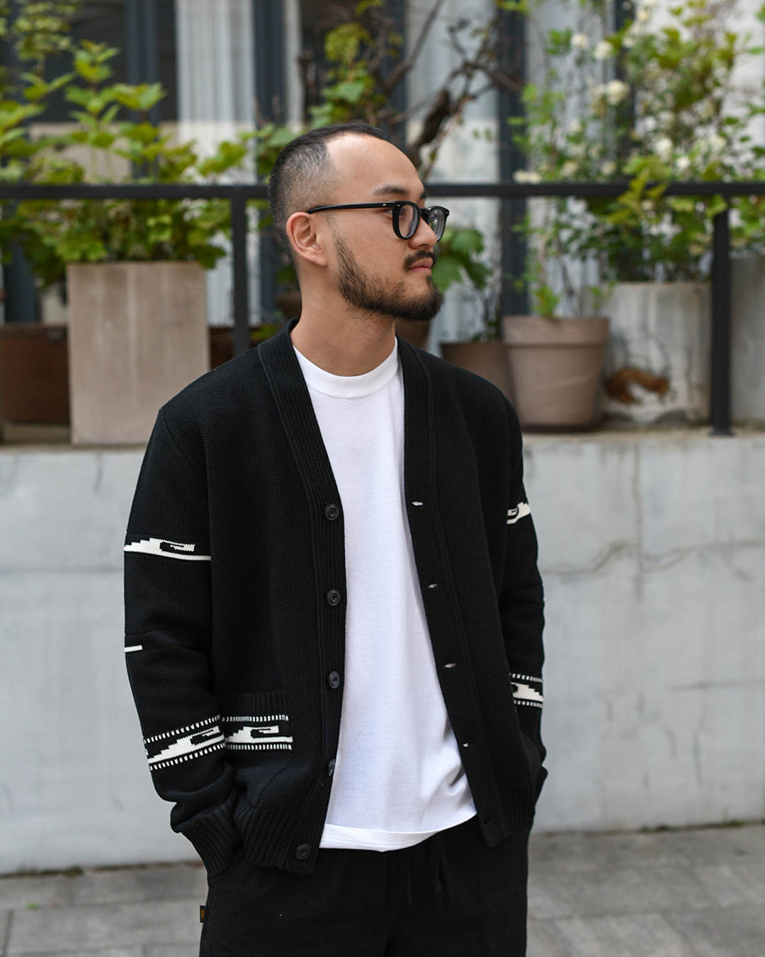 Native Kanoko Cardigan [Black] : Semi Basement General Store