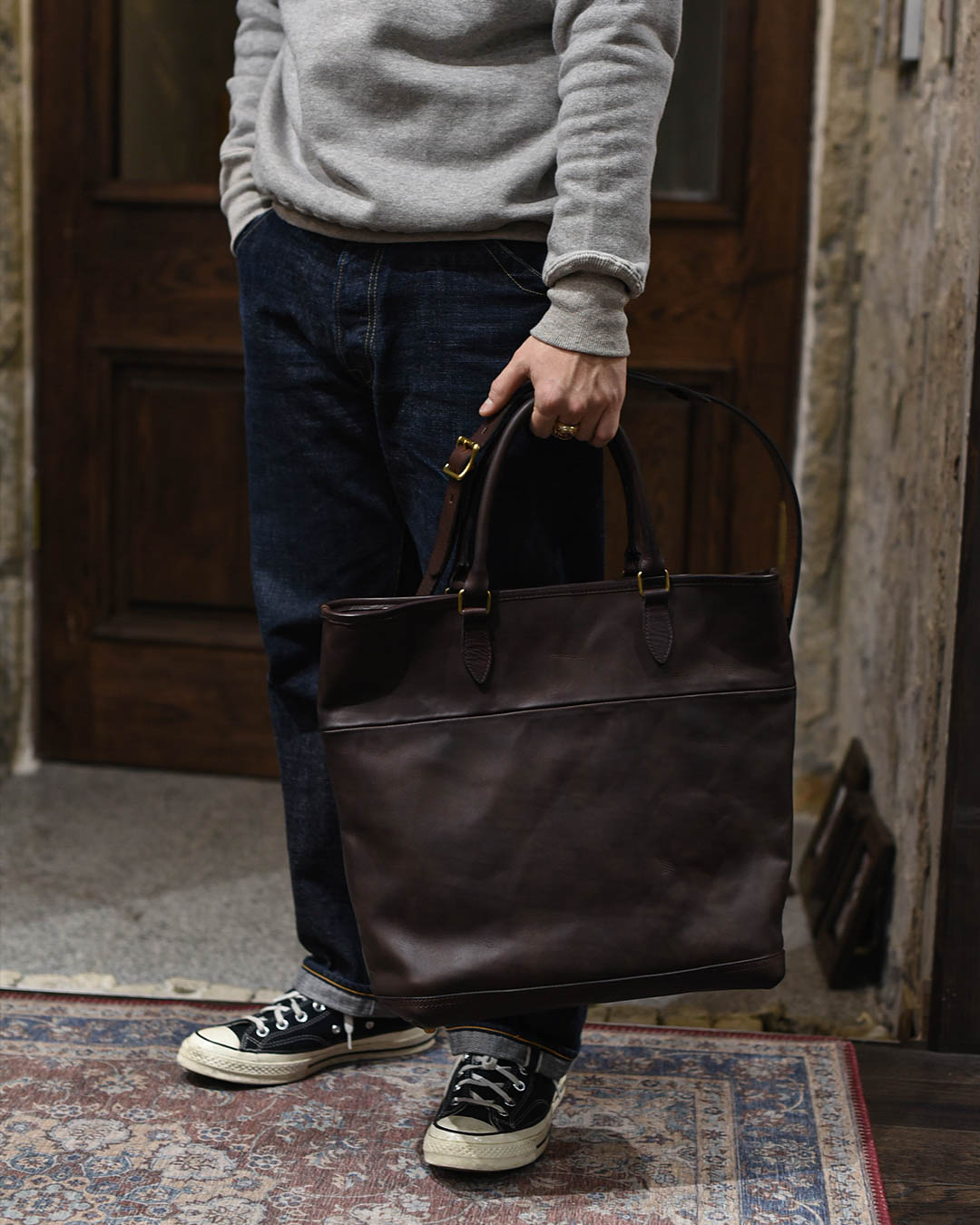 Leather Nelson 2Way Bag [Brown] : Semi Basement General Store