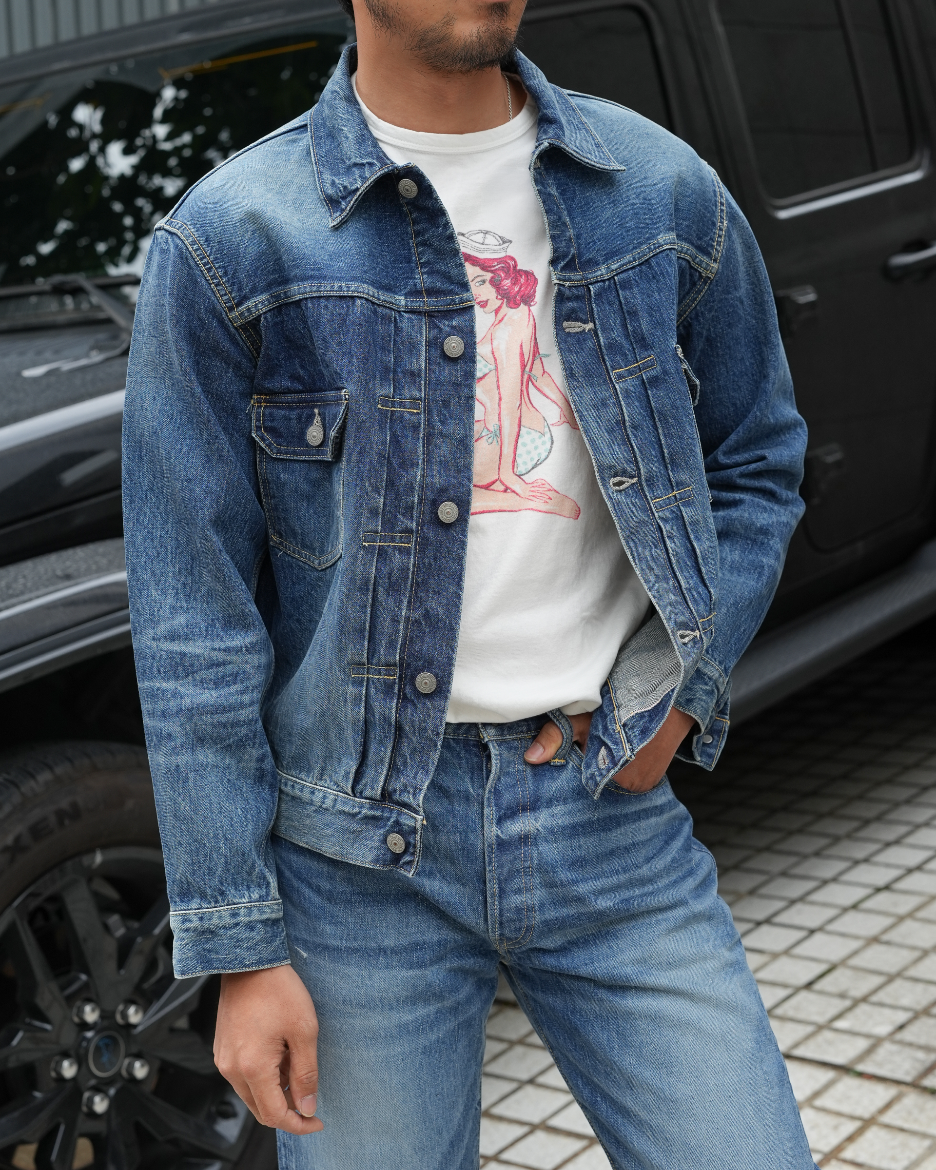 [ SC11953SW ] 14.25oz. Denim Jacket 1953 Aged Model [Dark Indigo]