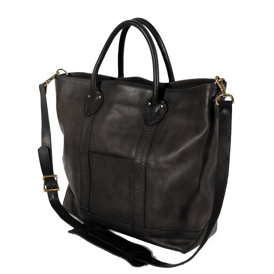 Leather Boat Tote Bag [Black]