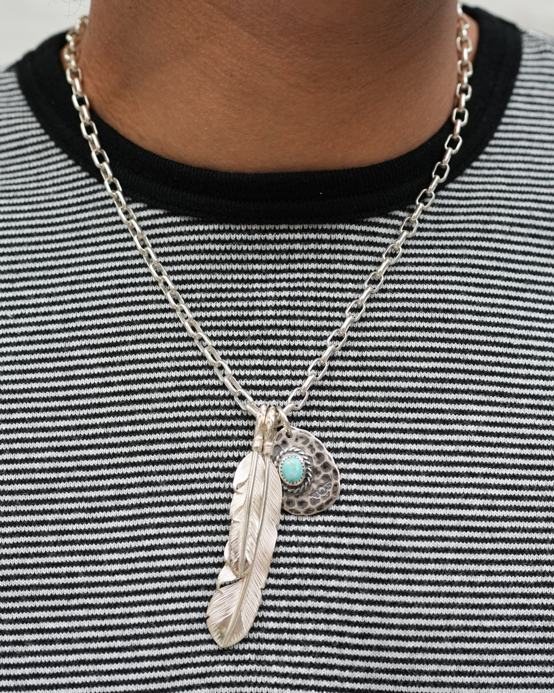 [ FN-JP-217 ] Pendant Top - Metal Stamp with Turquoise