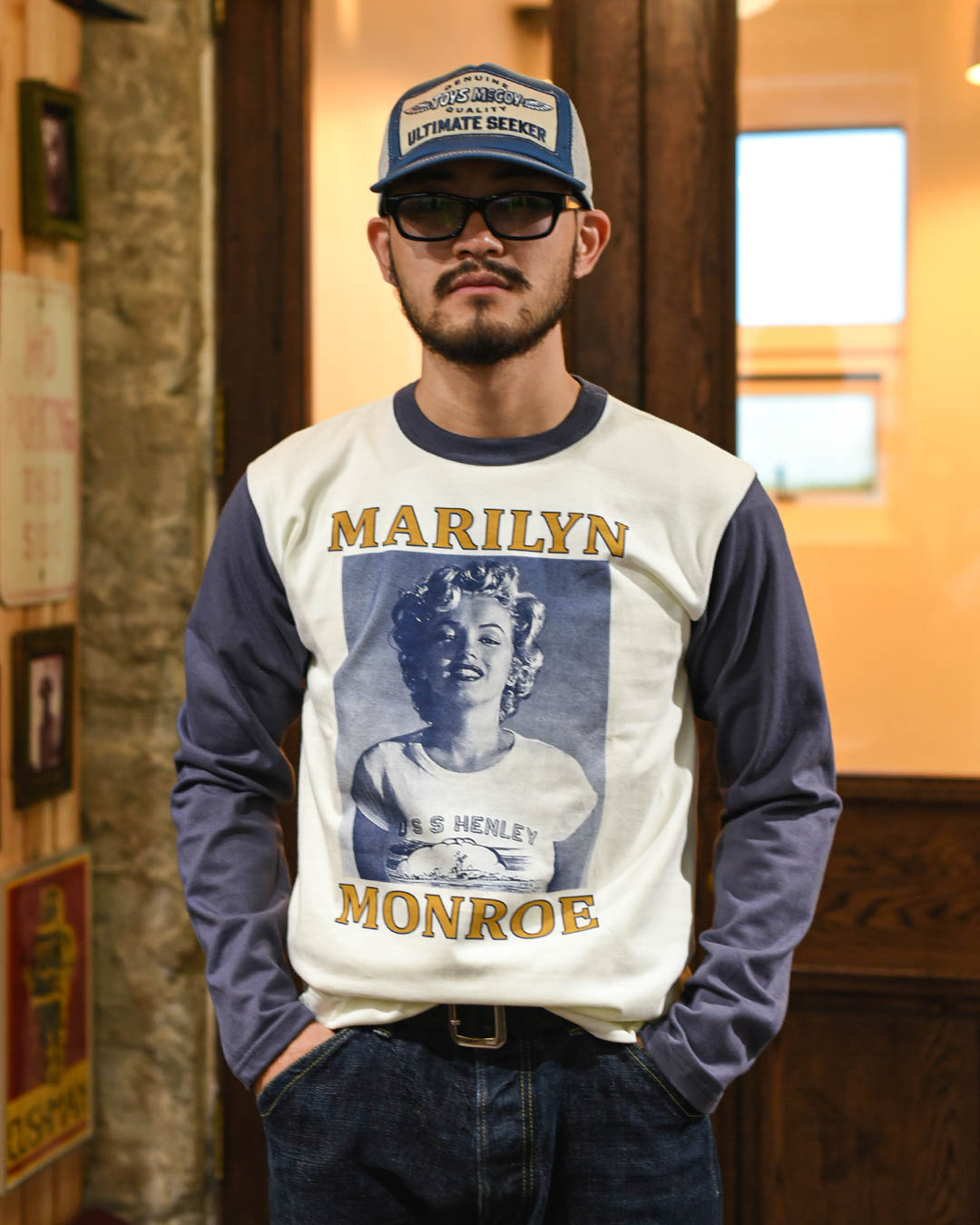 Long Sleeve Tee Marilyn Monroe ' USS HENLEY ' [Off White x Navy