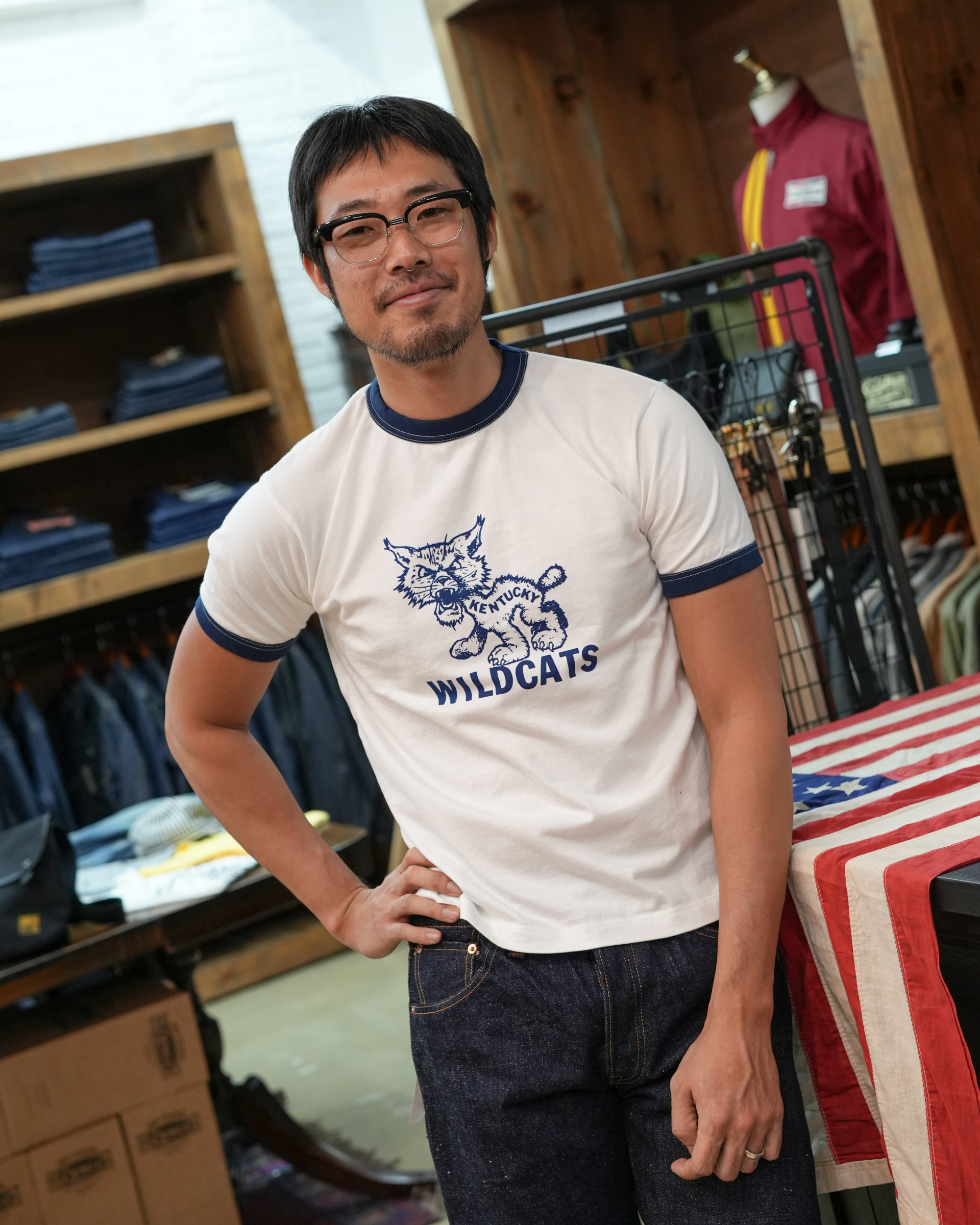 [ Lot.26892 ] Ringer Print Tee 'Wild Cat' [White]
