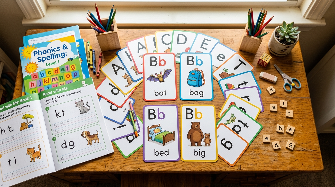 파닉스 학습 카드, 영어 단어 카드 bag bat bed, 초등영어 학습자료
