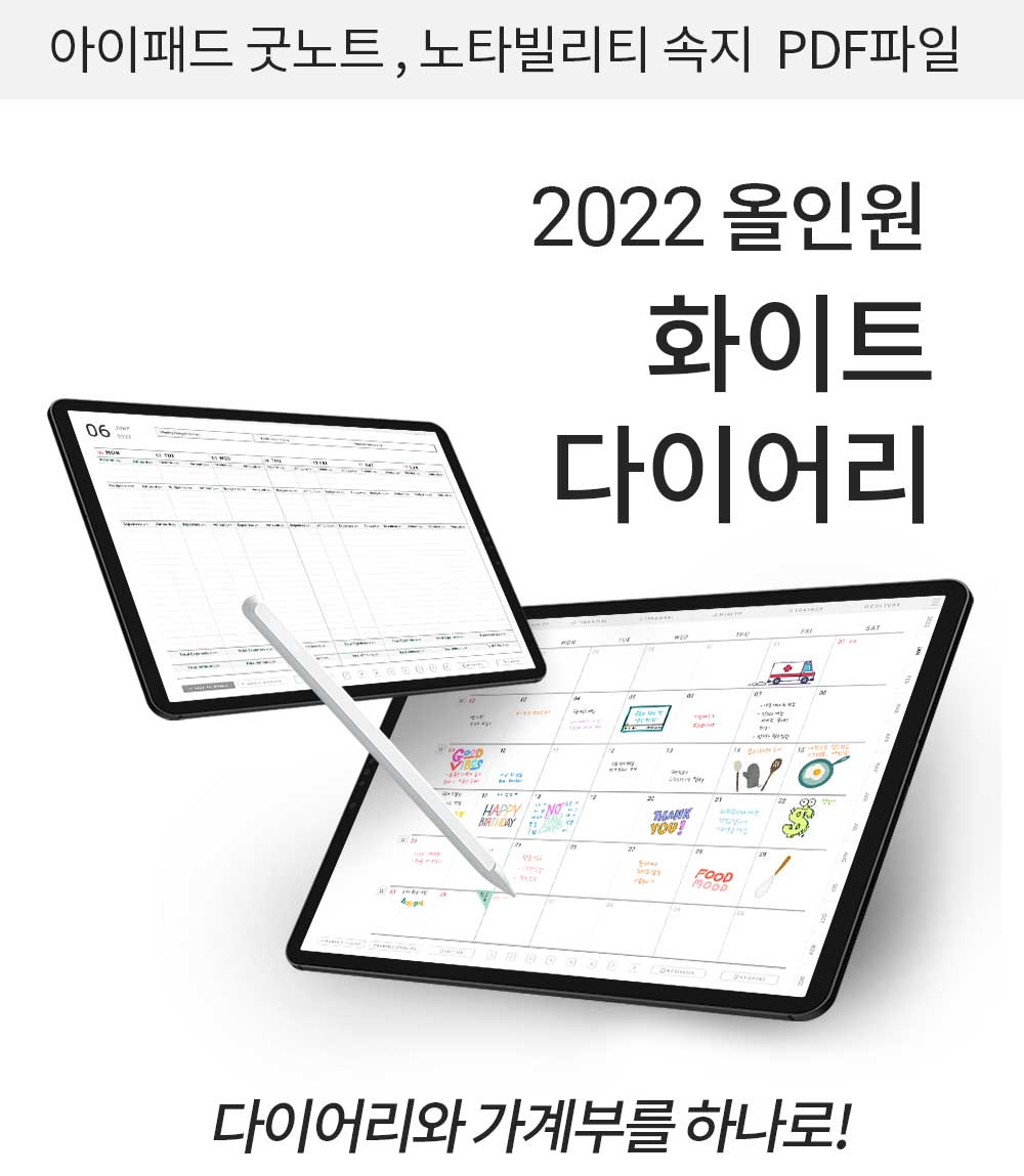 2022 올인원 화이트 다이어리 & 가계부 : Dt굿노트