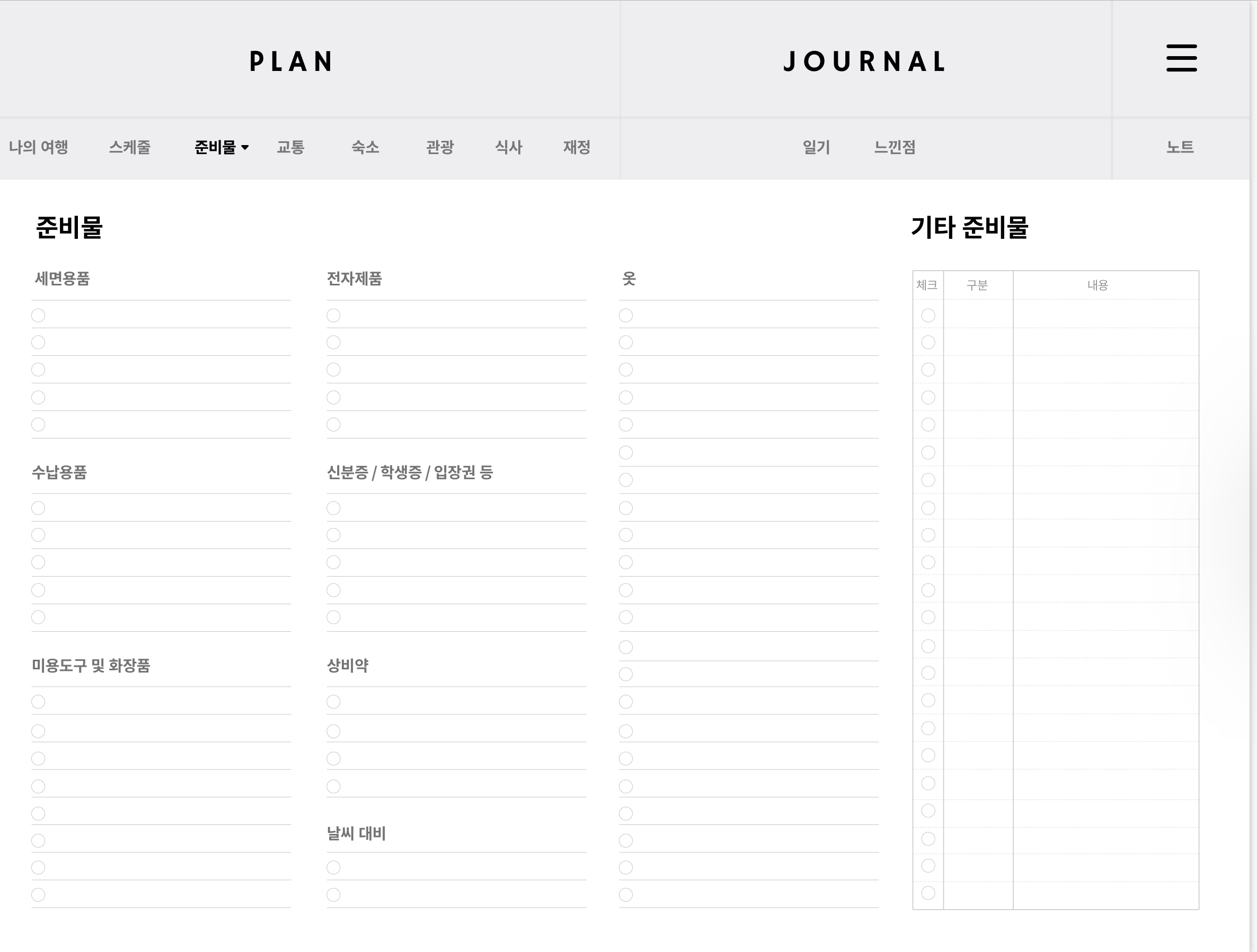 여행 플래너 : Dt굿노트