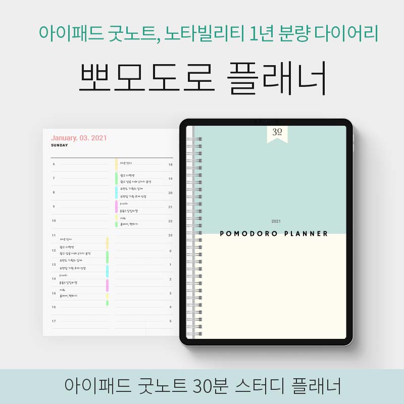2023 뽀모도로 플래너 30분 스터디 플래너 : Dt굿노트