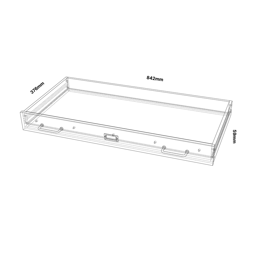 지류함 Type 2 서랍 내부 상세 사이즈, W 842 x D 376 x H 59mm