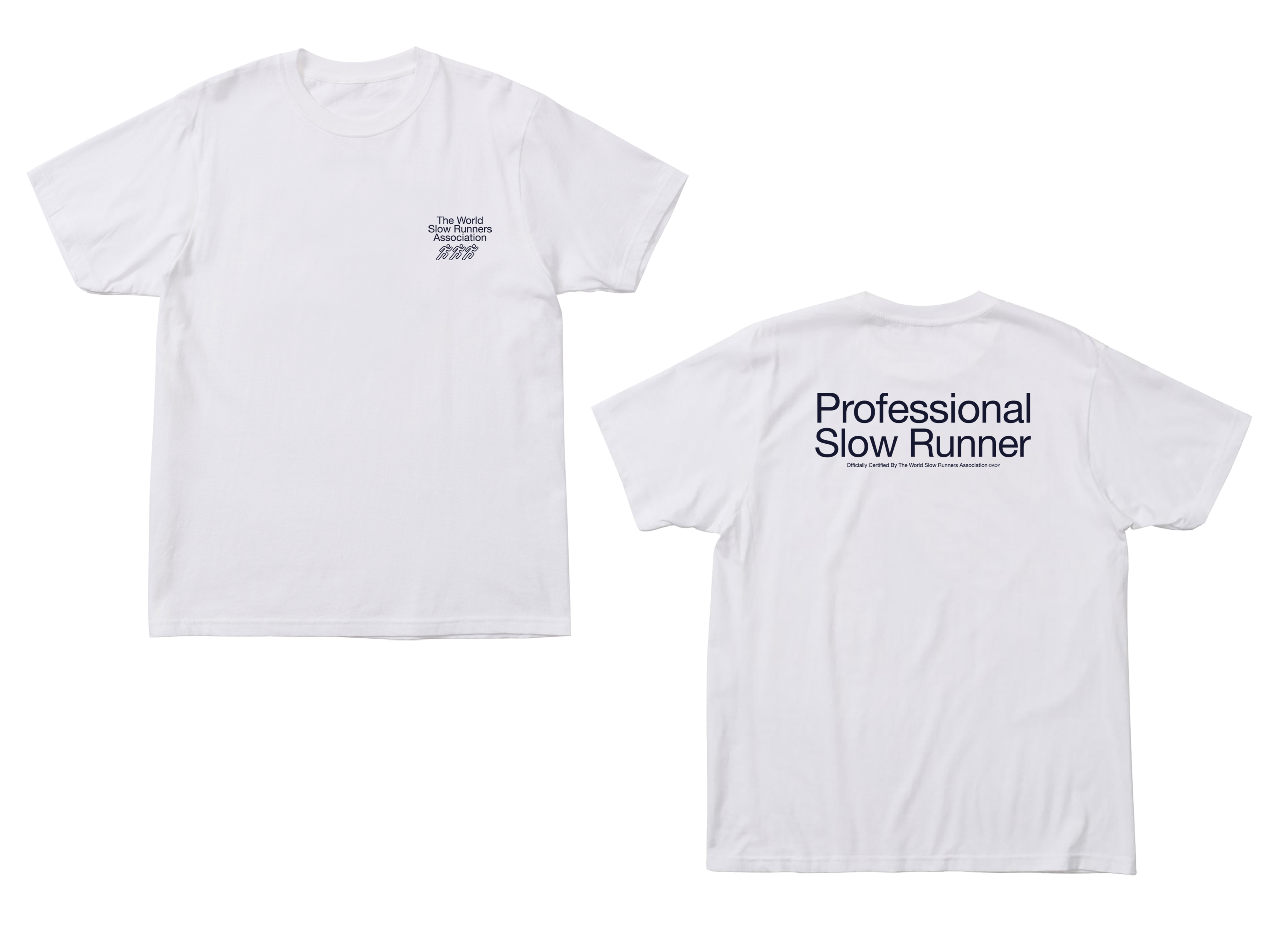 THE WORLD SLOW RUNNERS ASSOCIATION SHORT SLEEVE TEE IN WHITE