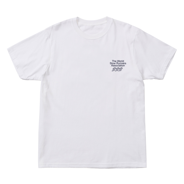THE WORLD SLOW RUNNERS ASSOCIATION SHORT SLEEVE TEE IN WHITE