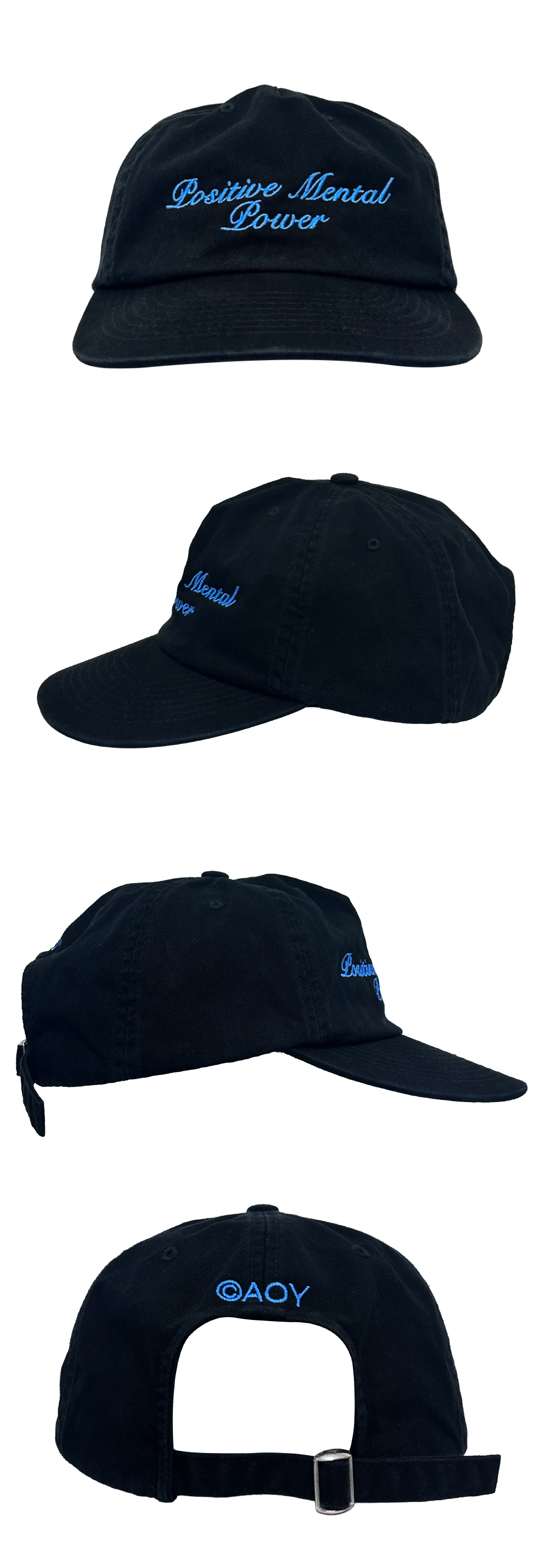 PMP BRUSH SCRIPT 5-PANEL CAP IN BLACK