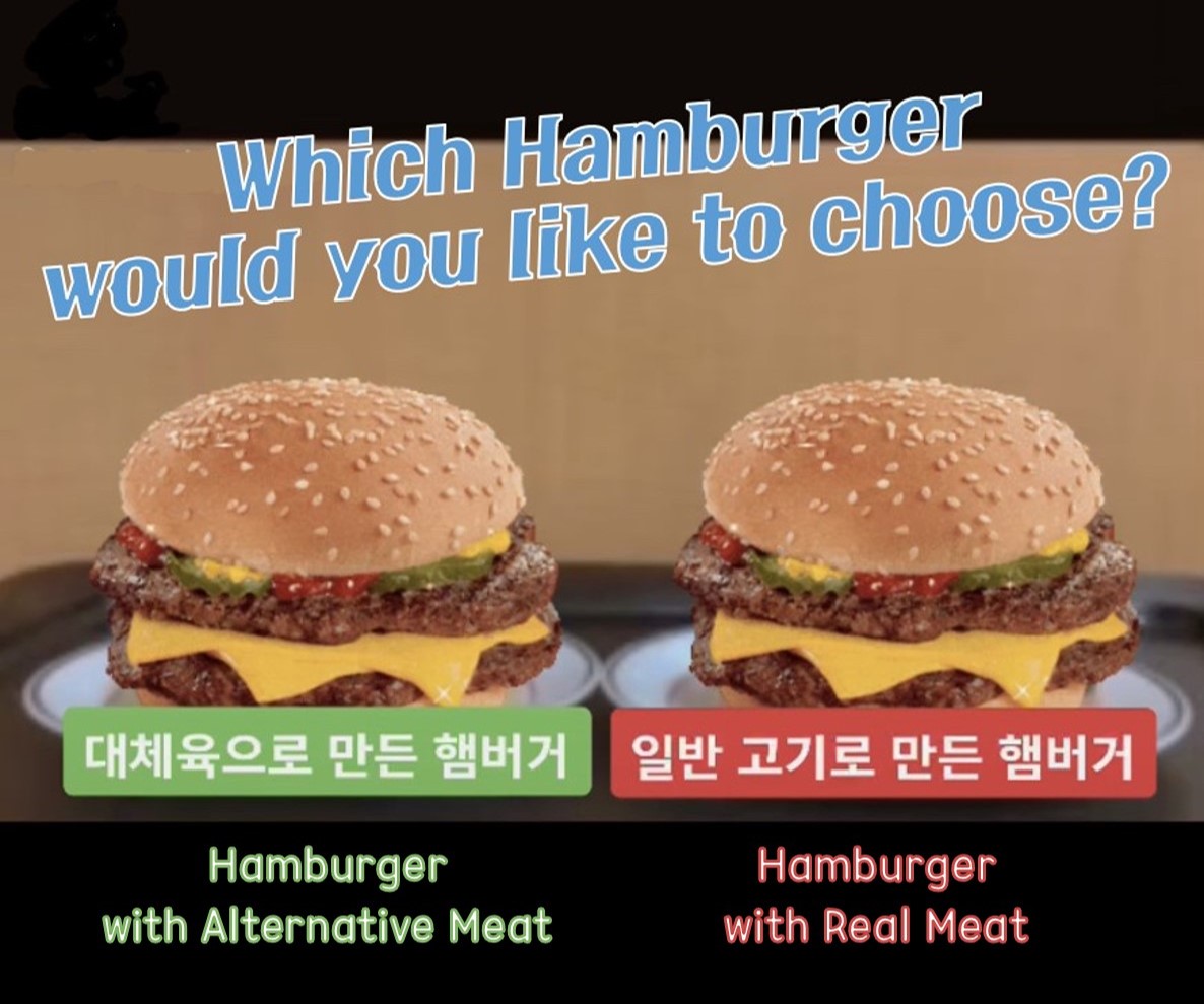 Which hamburger would you like to choose between one with Alternative meat and with Real meat?