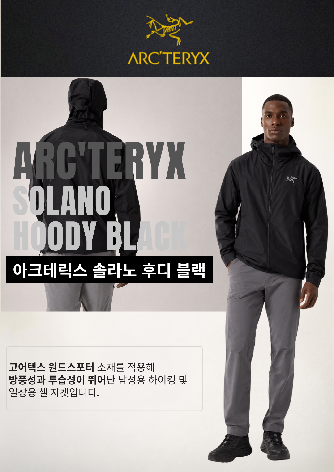 아크테릭스 솔라노 후디 블랙