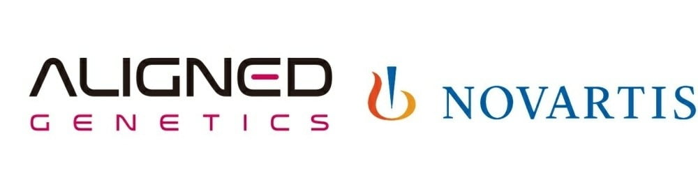얼라인드제네틱스(Aligned Genetics) 로고 이미지, 노바티스(Novartis) 로고 이미지 / 사진 제공=얼라인드제네틱스, 노바티스