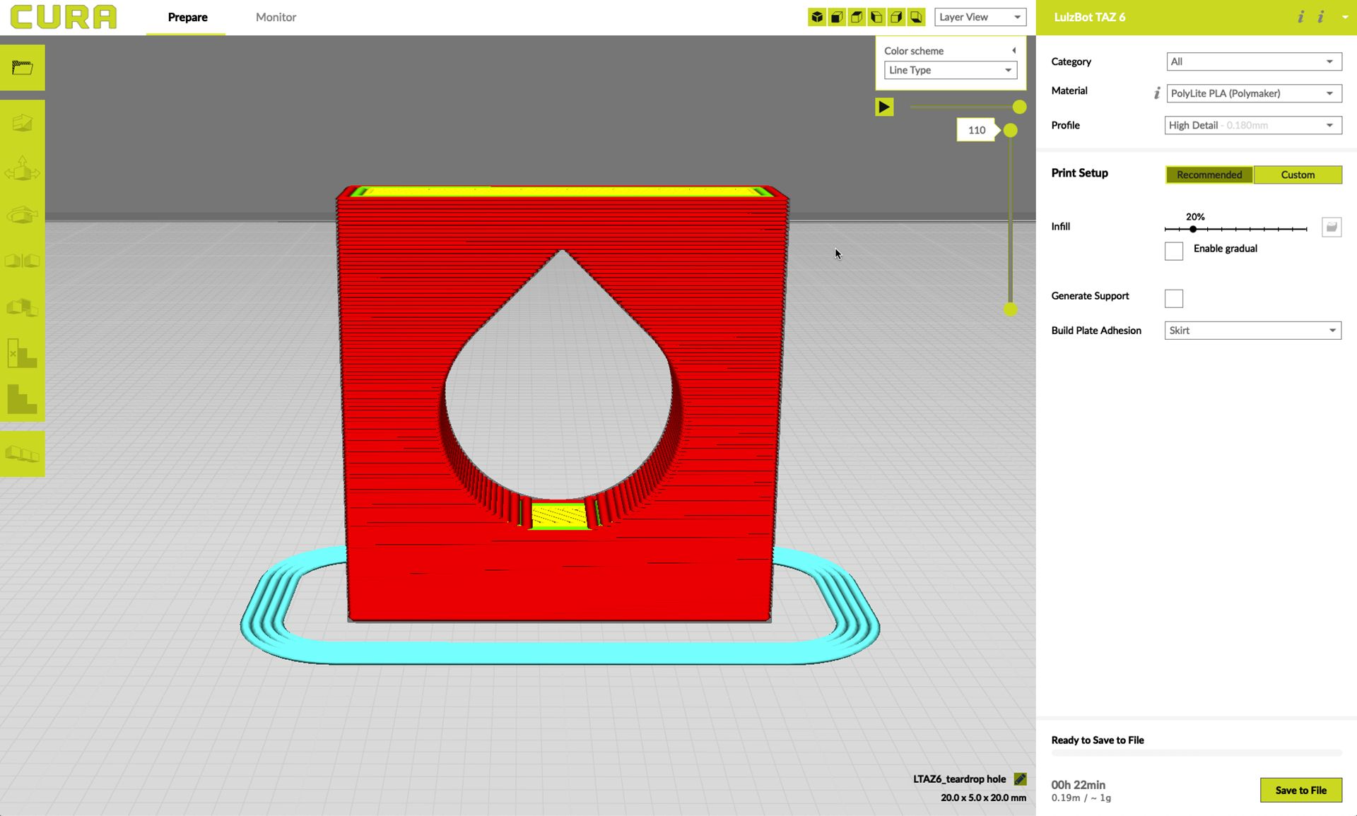 3D 프린팅 지오메트리에 티어드롭 설계 구멍