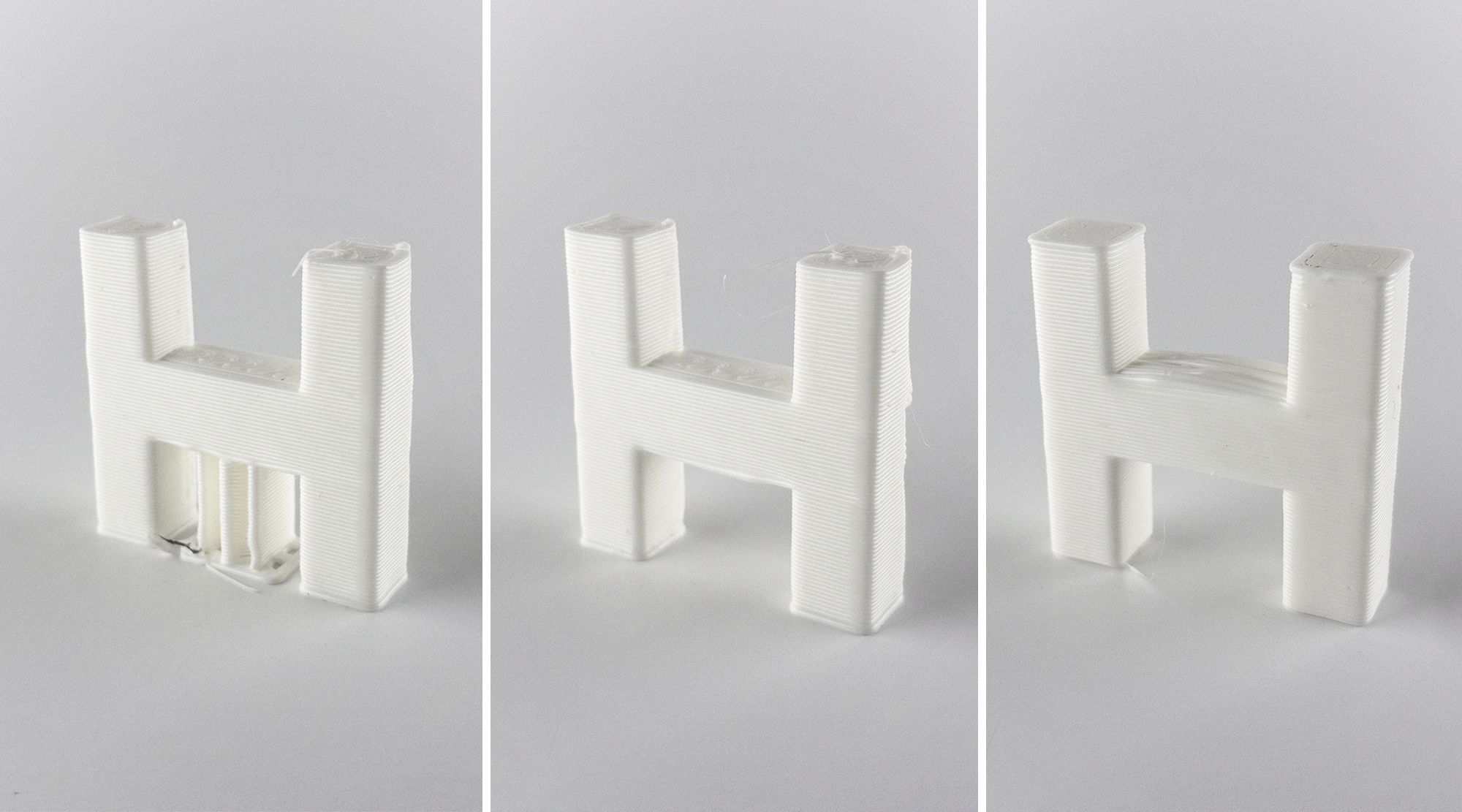 지지대 유무에 관계없이 3D 인쇄 H 셰이프