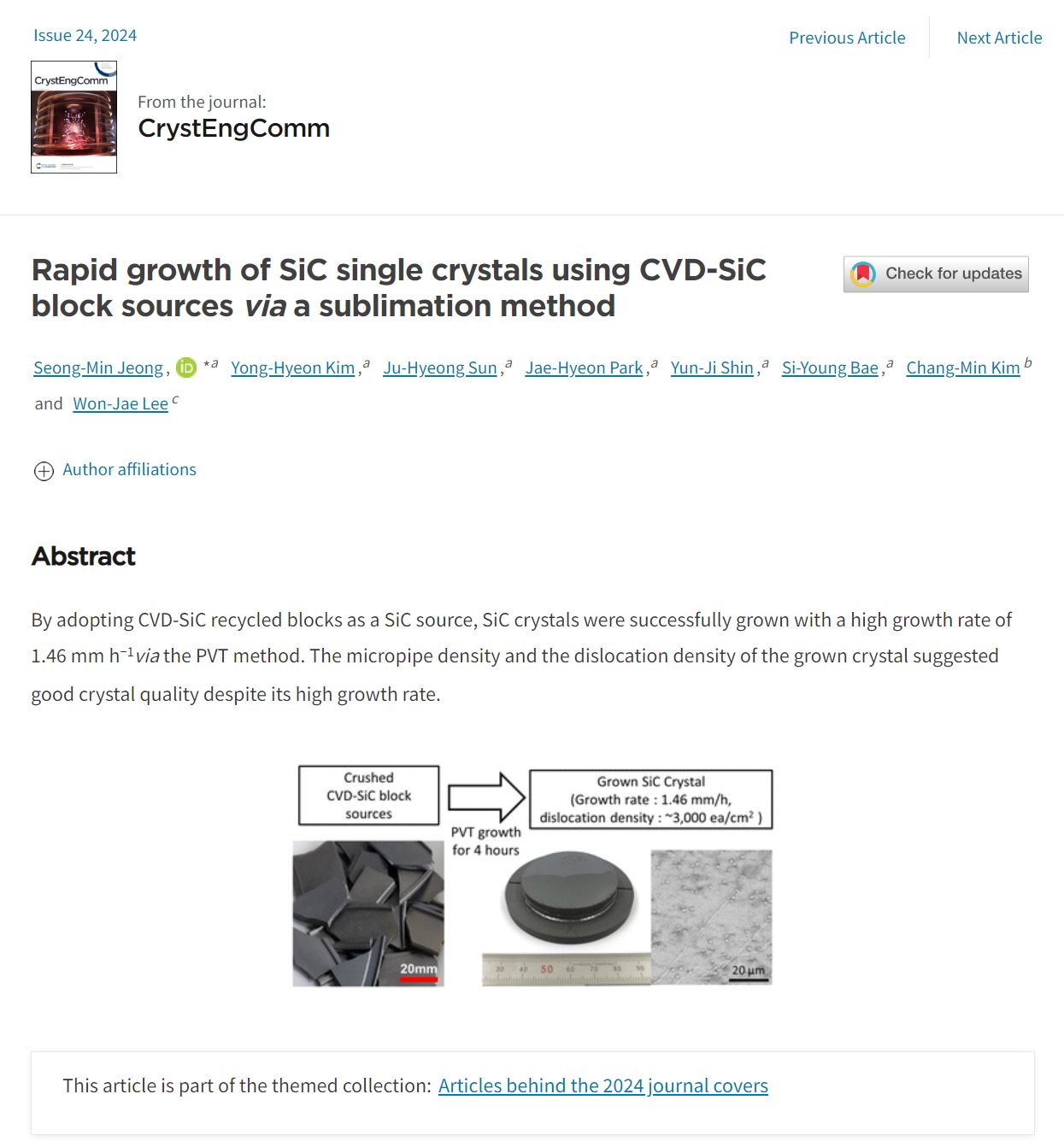 Rapid growth of SiC single crystals using CVD-SiC block sources via a ...