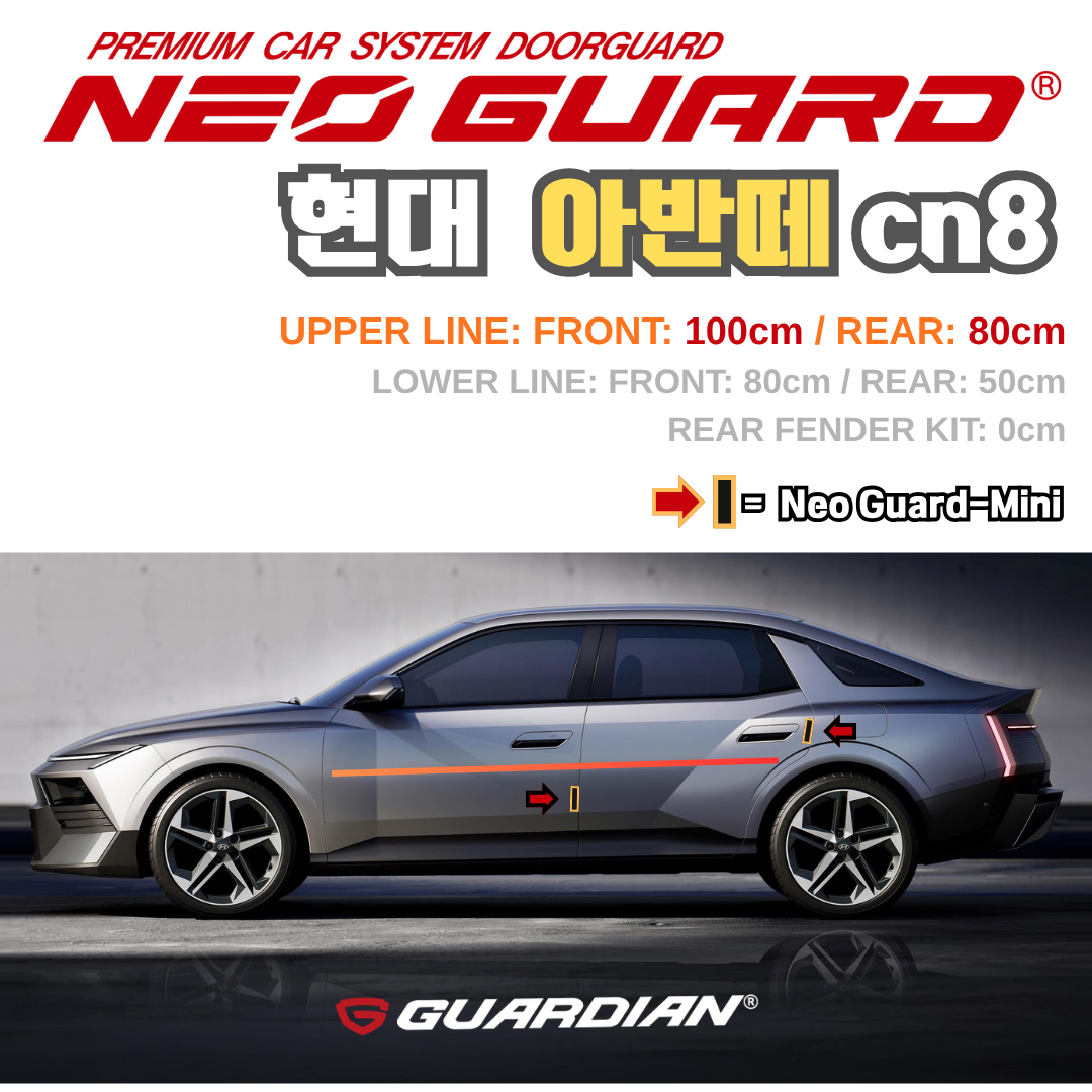 (좌/우 한 대분 세트) 현대 아반떼 CN7전용 차량용 도어가드 문콕방지가드 네오가드 (ver.1)